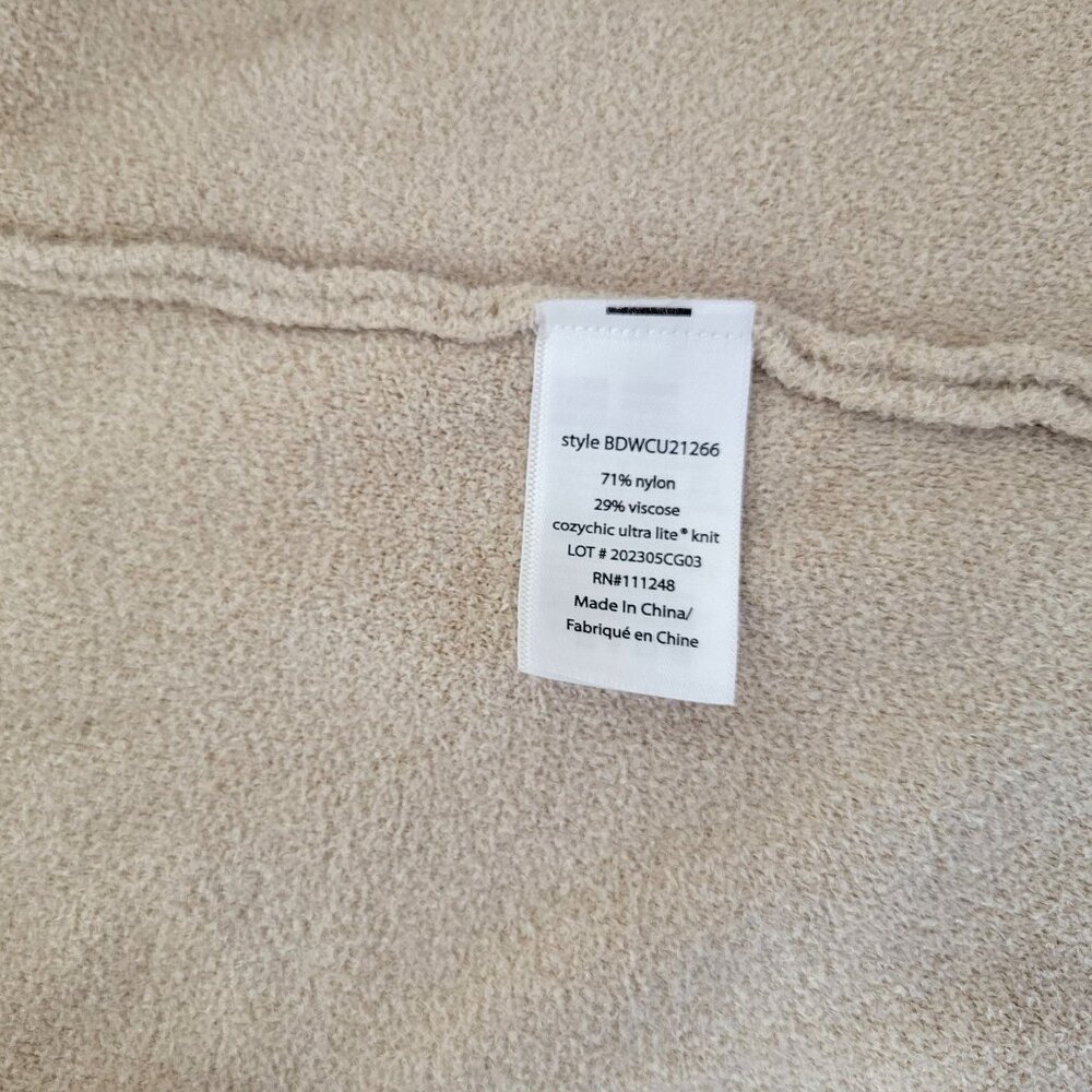 Barefoot Dreams CozyChic Ultra Lite Knit Beige Open Front Cardigan M - Picture 4 of 5